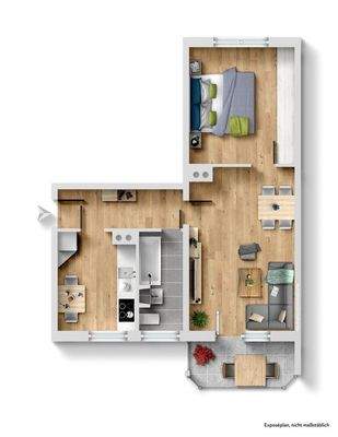 Grundriss, möbliert