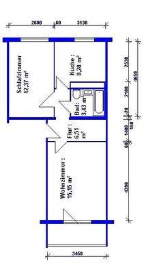 Die Aufteilung von ca. 47 m²