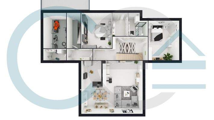 3D Grundriss Erdgeschoss