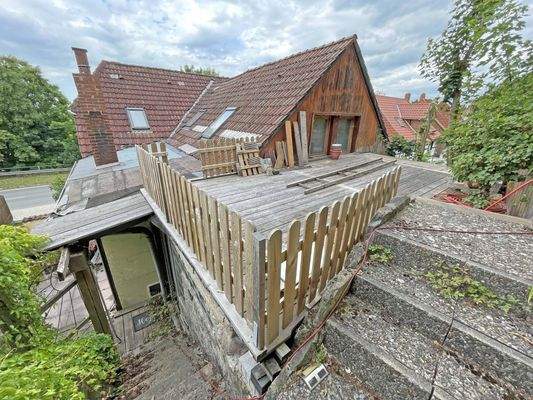 Ansicht Terrasse 2 und Treppe zum OG