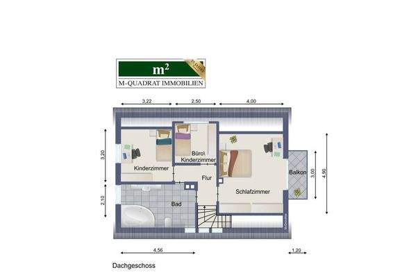 Grundriss Dachgeschoss optimiert u. bemaßt