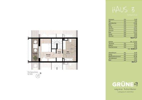 Grundrissplan 2.OG mit Terrasse