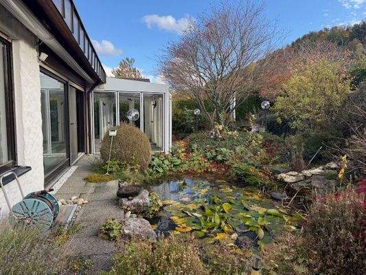 Teich und Wintergarten