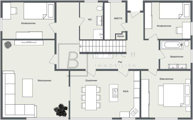 Grundriss - OG. Bitte beachten Sie, dass der dargestellte Grundriss nicht maßstabsgetreu ist und lediglich der Orientierung dient.