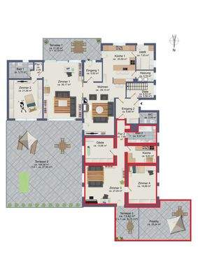 Erdgeschoss (Rotumrandet die Wohnung mit Wohnrecht)