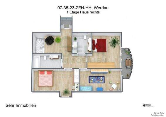 3D - 1 Etage Haus rechts