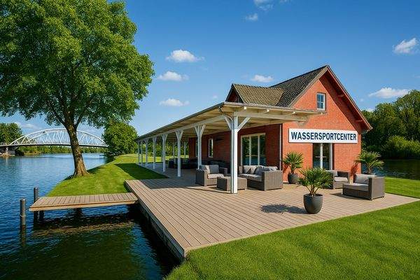 Gebäudeansicht mit Havelblick (Visualisierung)