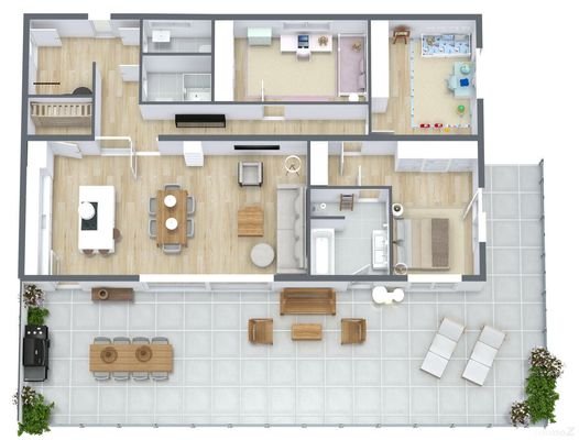 3D Floor Plan Beletage A02