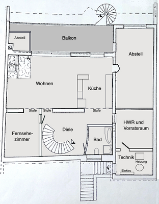 Grundriss Untergeschossebene und Kellerteil