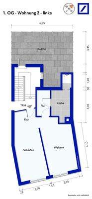 Grundriss 1. OG Wohnung links