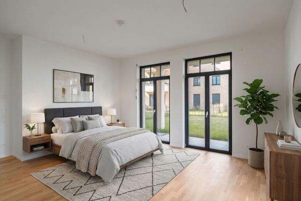 Schlafzimmer mit Einrichtungsbeispiel