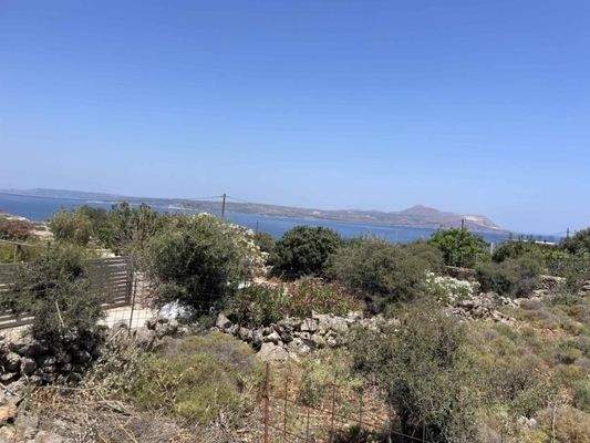 Kreta, Kokkino Chorio: Meerblick-Grundstück mit Baugenehmigung zu verkaufen