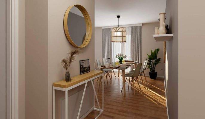 Der Flur verbindet und begrüßt mit einem wohnliche