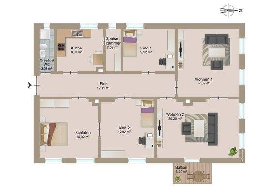 Grundriss Beispiel Möblierung