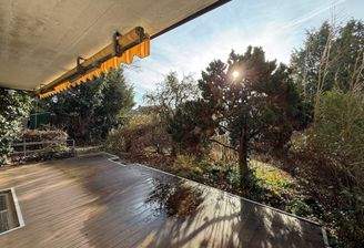 Sonnige Terrasse mit WPC-Platten