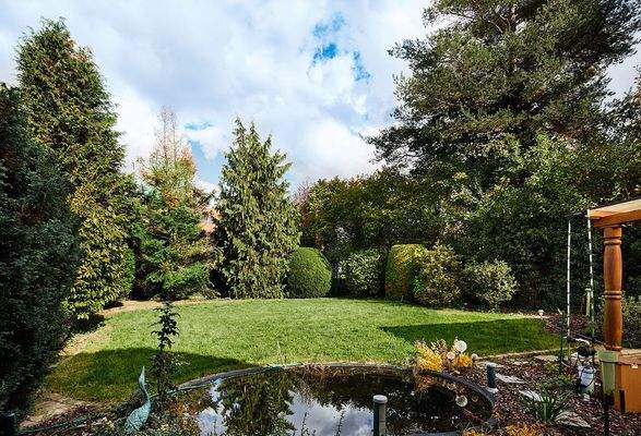 Garten mit Teich und Wiese zum Spielen 