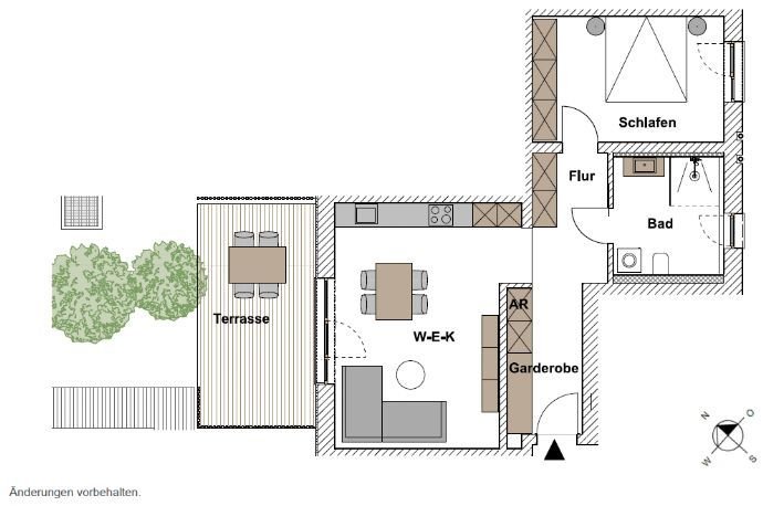 NEUBAU: GroÃe 2-Zimmer-Wohnung mit EBK, Terrasse und Garten