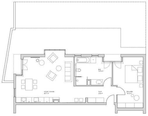 Variante Grundriss 2-Zimmerwohnung