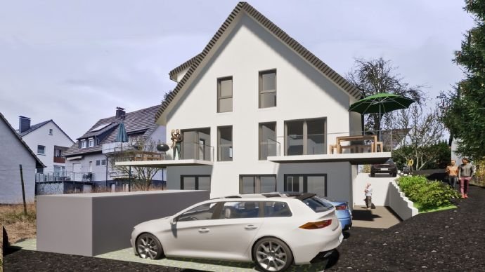 Perfekt geschnittene Wohnung über zwei Etagen mit Terrasse und PKW- Einstellplatz, Fußbodenheizung, und elektrischen Rollläden im  KFW 40 Haus.