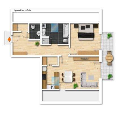 Grundriss Whg. B11, 2-Zimmer-Wohnung