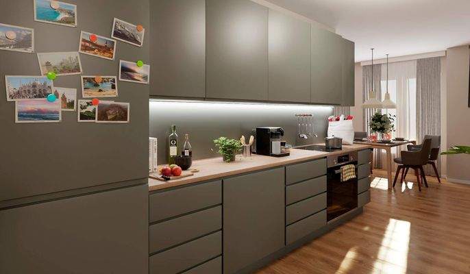 Die offene Wohnküche bietet Ihren Kochkünsten freien Raum