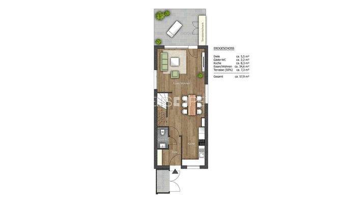 Grundrissskizze Erdgeschoss