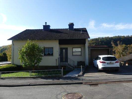 Straßenansicht Eingang + Garage