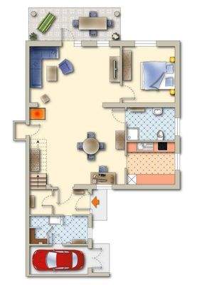 Grundriss zur Wohnung im Erdgeschoss