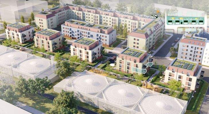 Markierte Wohnung in der Außenansicht