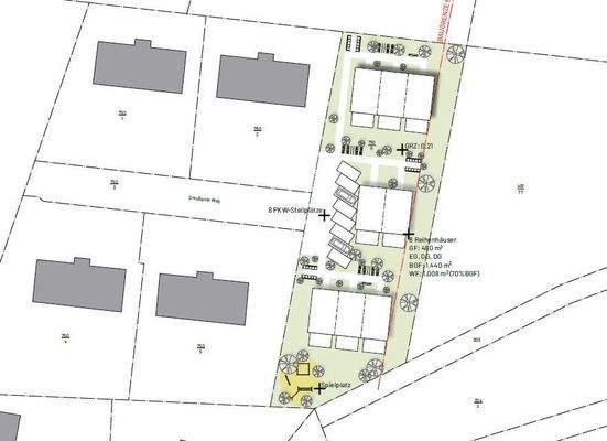 Grundriss Machbarkeitsstudie Reihenhausanlage
