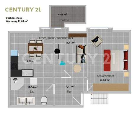 Grundriss Ebene 1 - Whg. rechts