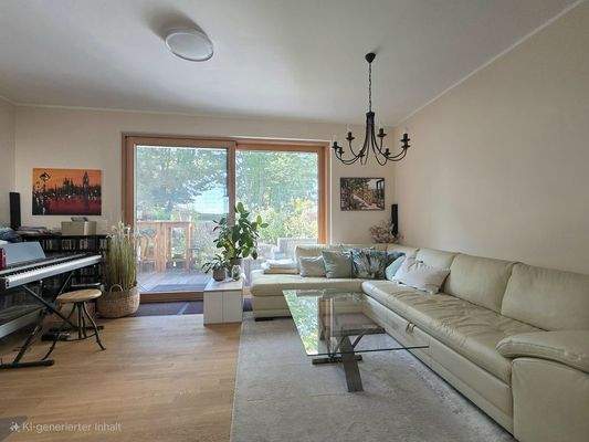 Wohnzimmer mit Blick auf Terrasse