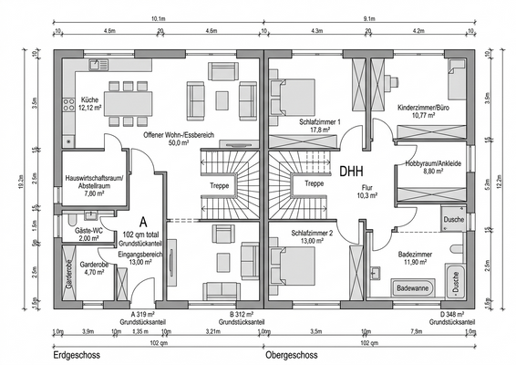 Grundriss Doppelhaus
