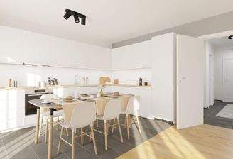 Die offene Wohnküche lädt zum gemeinsamen Kochen e