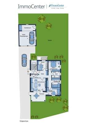 Grundriss Erdgeschoss und Garten