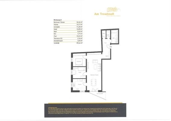 Grundriss und Wohnflächenangabe Whg.8