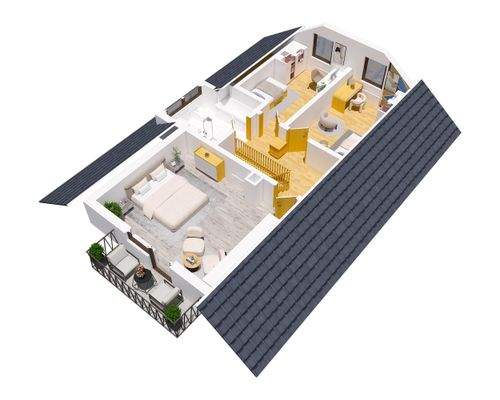 3D-Grundriss DG mit Einrichtungsvorschlag