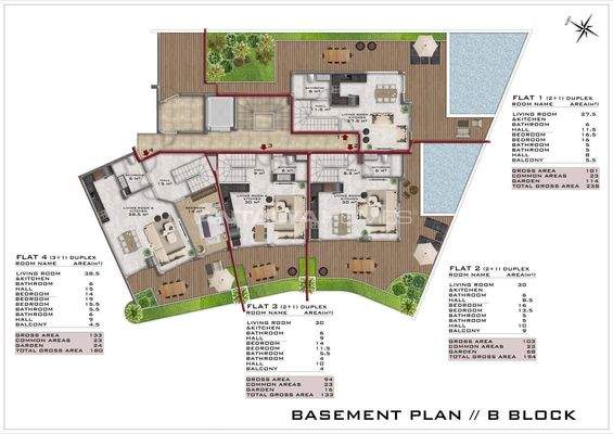 Flats in a Two-Block Complex in Alanya Turkey