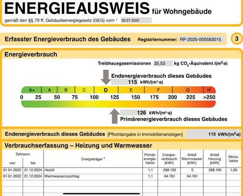 Auszug Energieausweis