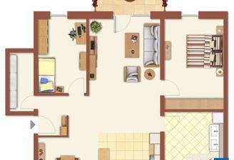 3-Zimmer-Wohnung Grundriss