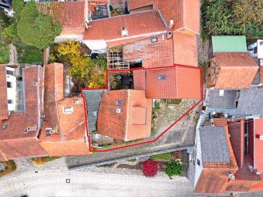 Ansicht der Immobilien aus der Vogelperspektive