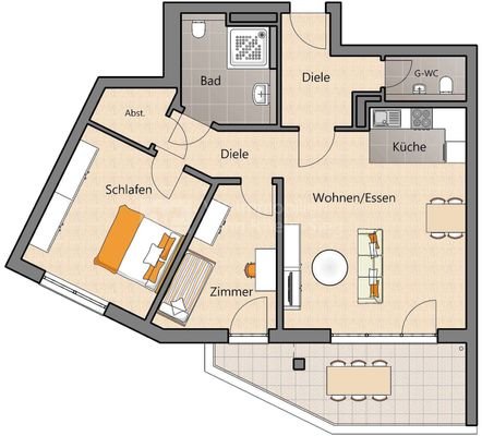 Grundriss Obergeschoss WE 05