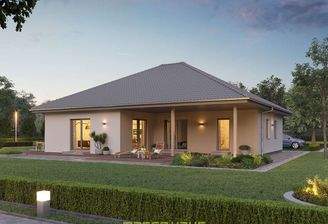 Das massa haus Fertighaus, Modell ComfortStyle Bungalow, präsentiert sich mit seiner ansprechenden A