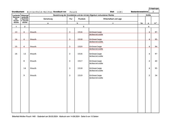 Auszug Grundbuch