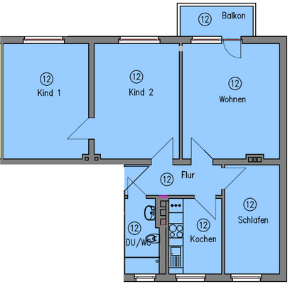 Grundriss, GB8 1.OG rechts