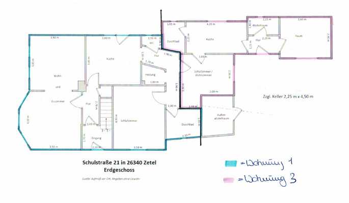 Grundriss EG mit Aufteilung 