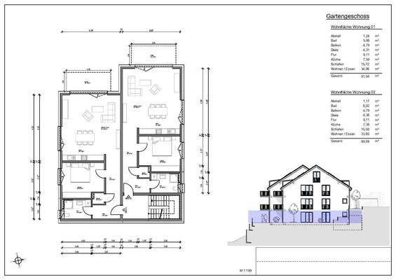 Gartengeschoss  Whg.  1 + 2