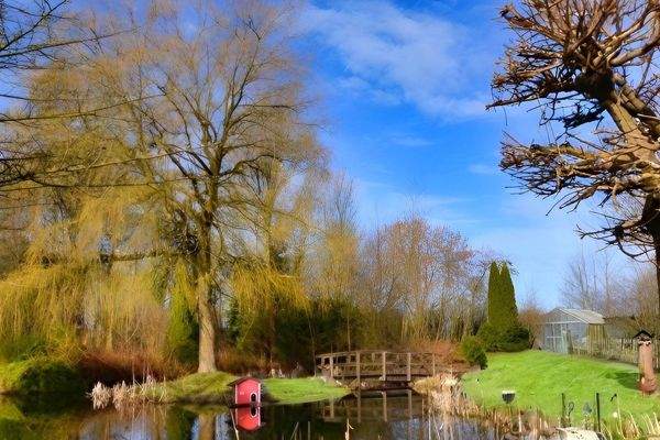 Blick aus dem Wohnzimmer in den eigenen Park