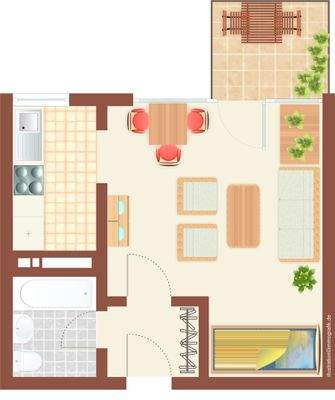 Grundriss mit Möblierungsvorschlag