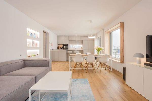 Open-plan living and dining area